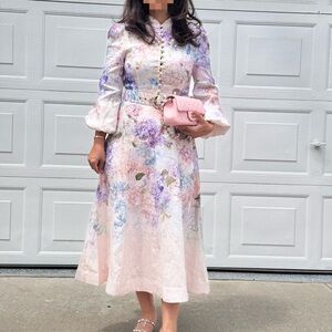 Zimmermann Pastel Floral Long Sleeve Dress